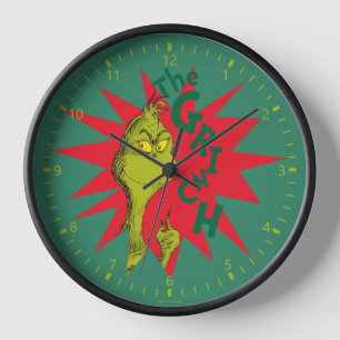 Klassischer Grinch Rote Sternenexplosion Uhr