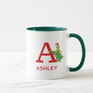 Klassischer Grinch Unartiger Name & Monogramm A Tasse
