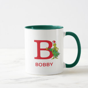 Klassischer Grinch Unartiger Name & Monogramm B Tasse