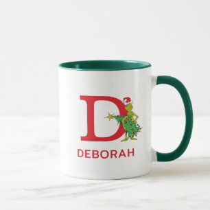 Klassischer Grinch   Unartiger Name & Monogramm D Tasse