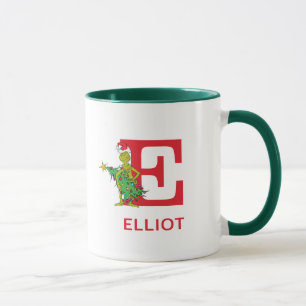 Klassischer Grinch   Unartiger Name & Monogramm E Tasse