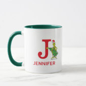 Klassischer Grinch | Unartiger Name & Monogramm J Tasse (Links)
