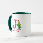 Klassischer Grinch | Unartiger Name & Monogramm J Tasse (Vorderseite Links)