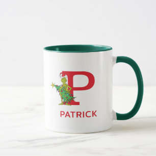 Klassischer Grinch   Unartiger Name & Monogramm P Tasse