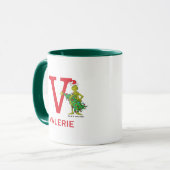 Klassischer Grinch | Unartiger Name & Monogramm V Tasse (Vorderseite Links)