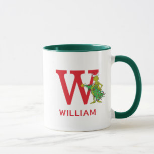 Klassischer Grinch   Unartiger Name & Monogramm W Tasse