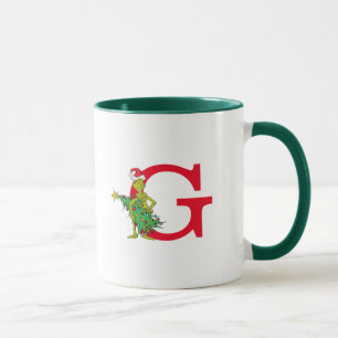 Klassischer Grinch   Unartiges Monogramm G Tasse