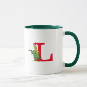 Klassischer Grinch   Unartiges Monogramm L Tasse