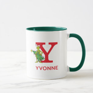 Klassischer Grinch Ungezogener Name & Monogramm Tasse