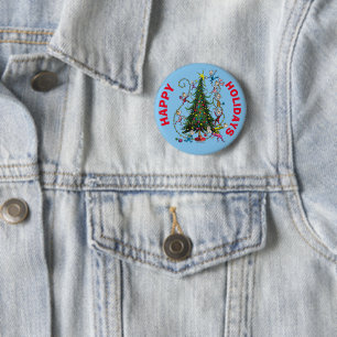 Klassischer Grinch Weihnachtsbaum aus Whoville Button
