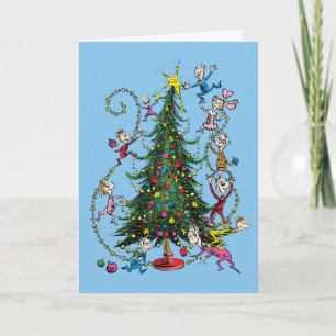 Klassischer Grinch Weihnachtsbaum-Feiertagsfoto Feiertagskarte