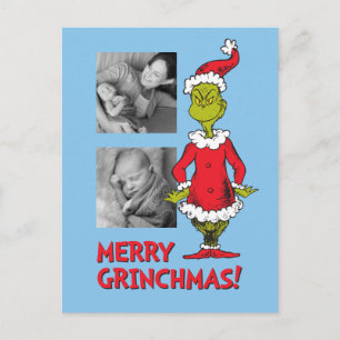 Klassischer Grinch   Weihnachtsmann Feiertagspostkarte