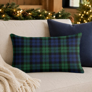 Klassischer Grün-Navy-Schwarz-Watch-Tartan-Karo Lendenkissen