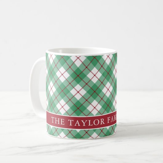 Klassischer grüner Argyle-Karo-Vorname Kaffeetasse (Vorderseite Links)