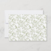 Klassischer grüner Blumen- und Vogeldomino-QR-Code RSVP Karte (Rückseite)