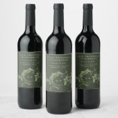 Klassischer grüner Eukalyptus-Kranz-Monogramm-Hoch Weinetikett (Flaschen)