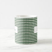 Klassischer grüner Gingham-Personalisierter Name  Kaffeetasse (Mittel)