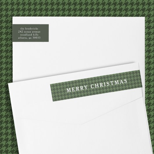 Klassischer grüner Houndstooth Frohe Weihnachten 