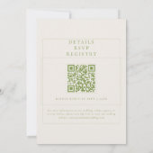 Klassischer grüner QR-Code Detail RSVP Registrieru Einladung (Rückseite)