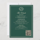 Klassischer grüner QR-Code formaler Monogramm-Hoch Einladung (Rückseite)