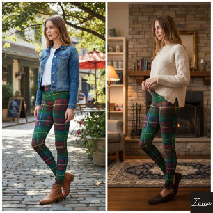 Klassischer grüner roter quadratischer Weihnachts- Leggings