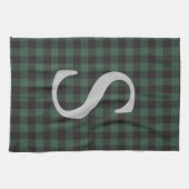 Klassischer grüner Tartan Kariert Mit Monogramm Geschirrtuch (Horizontal)