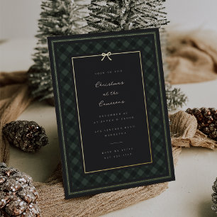 Klassischer grüner Tartan-Karo-Weihnachtsfeier Folieneinladung