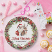 Klassischer grüner und roter Kranz Santa mit Renti Pappteller (Party)