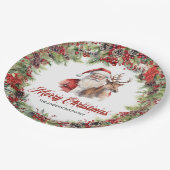 Klassischer grüner und roter Kranz Santa mit Renti Pappteller (Schrägansicht)