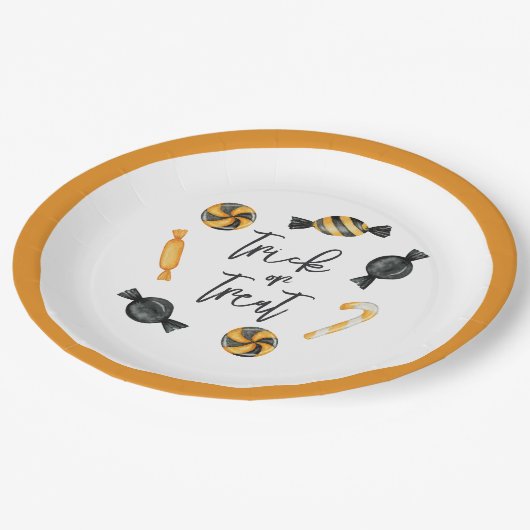 Klassischer Halloween Candy Trick oder Treat Pappteller (Schrägansicht)