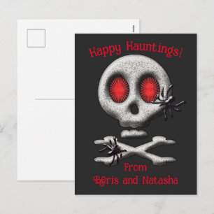 Klassischer Halloween Grusel-Schädel und gruselige Feiertagspostkarte