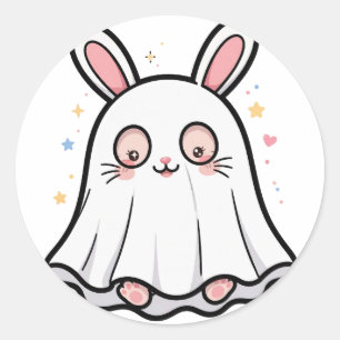 Klassischer Halloween-Rundaufkleber mit Geist-Häsc Runder Aufkleber