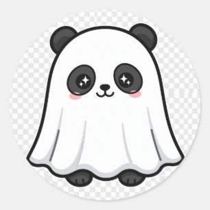 Klassischer Halloween-Rundaufkleber mit Geist-Pand Runder Aufkleber
