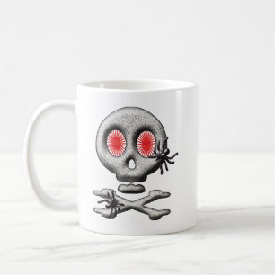 Klassischer Halloween-Schrecklicher Totenkopf und  Kaffeetasse
