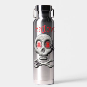 Klassischer Halloween-Schreckschädel und gruselige Trinkflasche