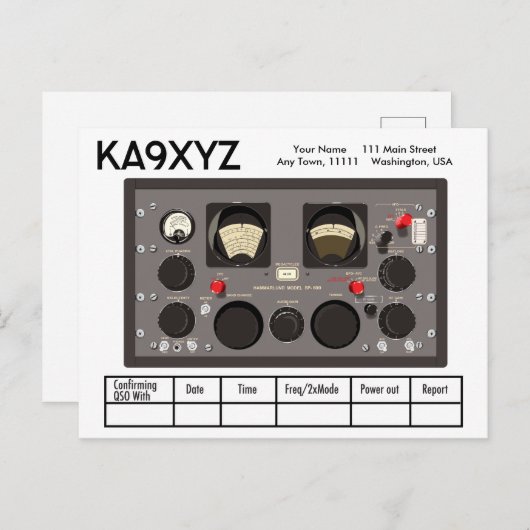 Klassischer Hammarlund SP-600 Radio Receiver QSL Postkarte (Vorne/Hinten)