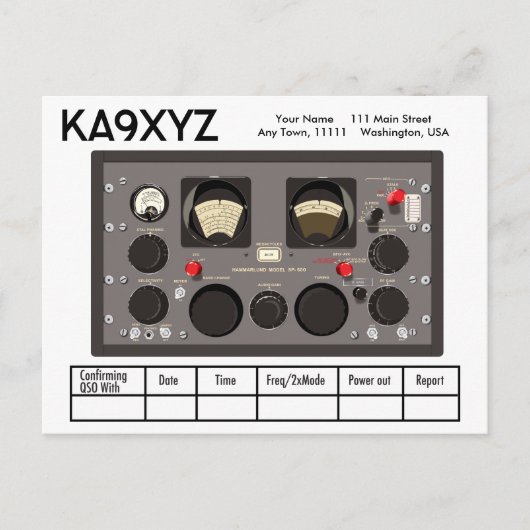 Klassischer Hammarlund SP-600 Radio Receiver QSL Postkarte (Vorderseite)