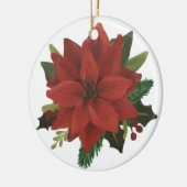 Klassischer handgemalter Poinsettia-Feiertag Keramik Ornament (Links)