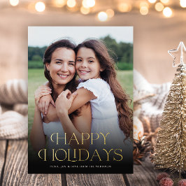 Klassischer Happy Holidays Text floral Back | FOTO Folien Feiertagskarte