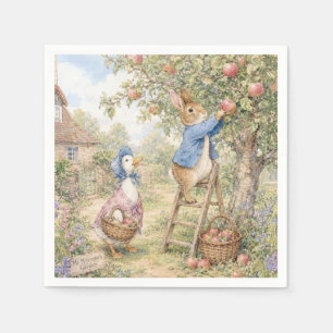 Klassischer Hase-Ente beim Apfelpflücken Serviette