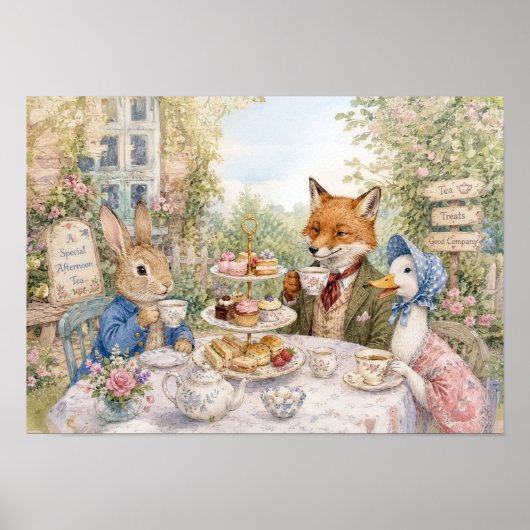 Klassischer Hase Fuchs & Ente Poster (Vorne)