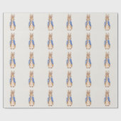 Klassischer Hase in blauem beigem Leinenhintergrun Geschenkpapier (Flach)