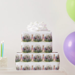 Klassischer Hase in blauer Jacke Geschenkpapier
