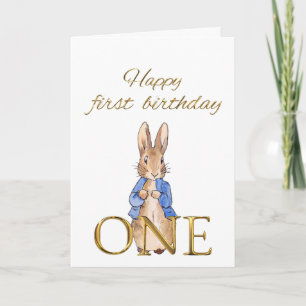 Klassischer Hase in blauer Jacke Karte