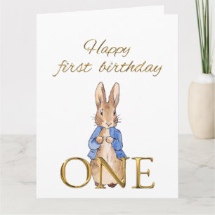 Klassischer Hase in blauer Jacke Karte
