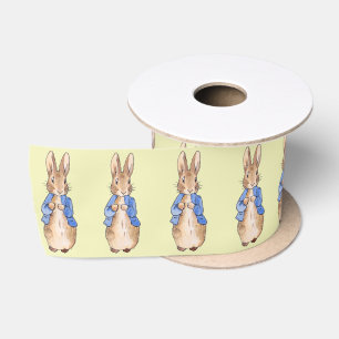 Klassischer Hase in blauer Jacke Satinband