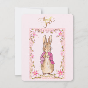 Klassischer Hase in einem rosa Jackett Dankeskarte