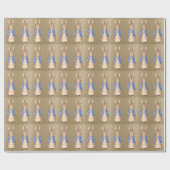 Klassischer Hase in einer blauen Jacke Geschenkpapier (Flach)