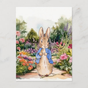 Klassischer Hase in seinem Garten Postkarte