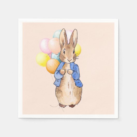 Klassischer Hase mit Ballons Serviette (Vorderseite)